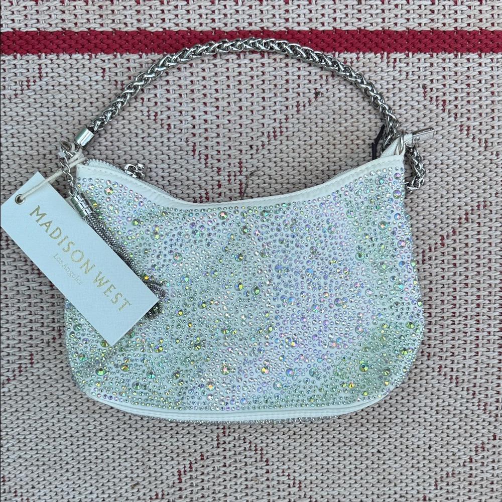 Madison West Sparkling White Shoulder Bag